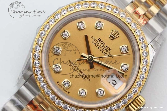 Good Copy Rolex Watches Diamonds Best Jubilee on Diamond Gold Durable Lady 1:1 TWF Bezel Markers NH DateJust SS Dial Edition 28 Bracelet 2133 YG 0102